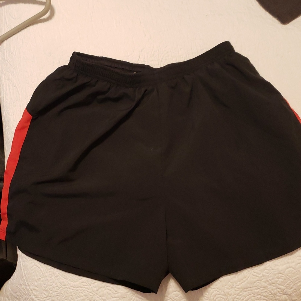 Men's Nike Dri-Fit running shorts. Large. Black and red.
